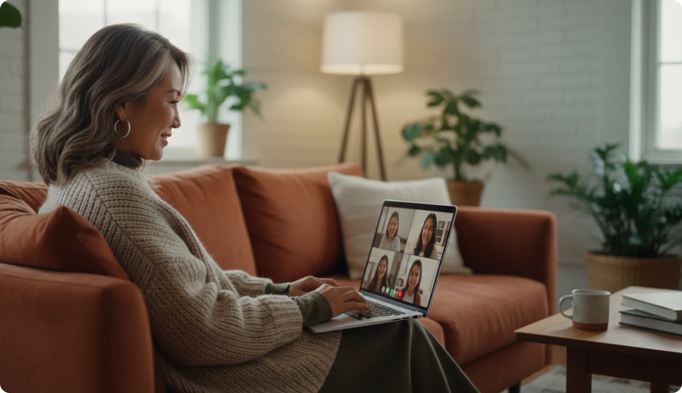 Woman using a fast PC